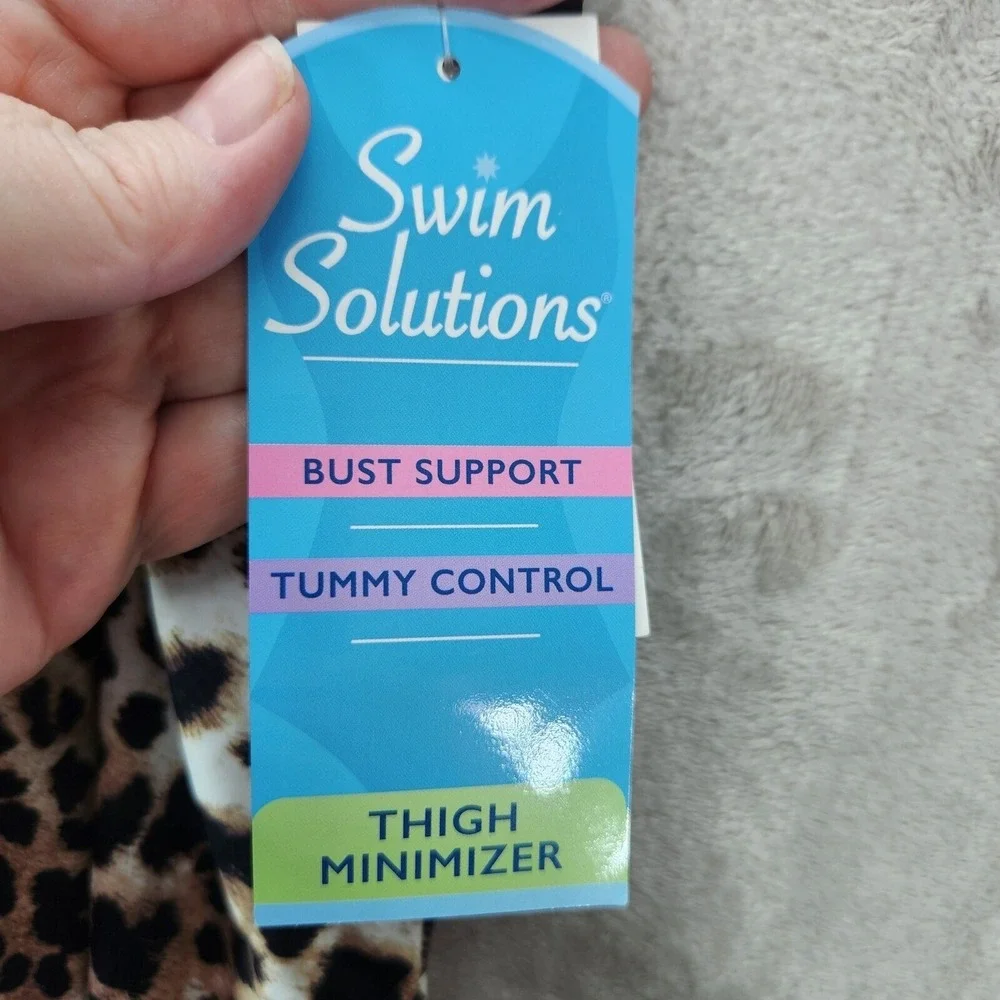 Swim Solutions Knotted Flyaway Fauxkini Swimsuit Tummy Control Plus Size 20W - Picture 4 of 5